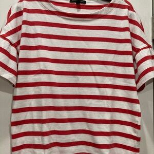 Banana Republic Orange and White Striped Top with unique sleeves.